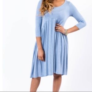 Agnes & Dora Blue & White Striped Oakley Dress - with pockets - 2X/3X